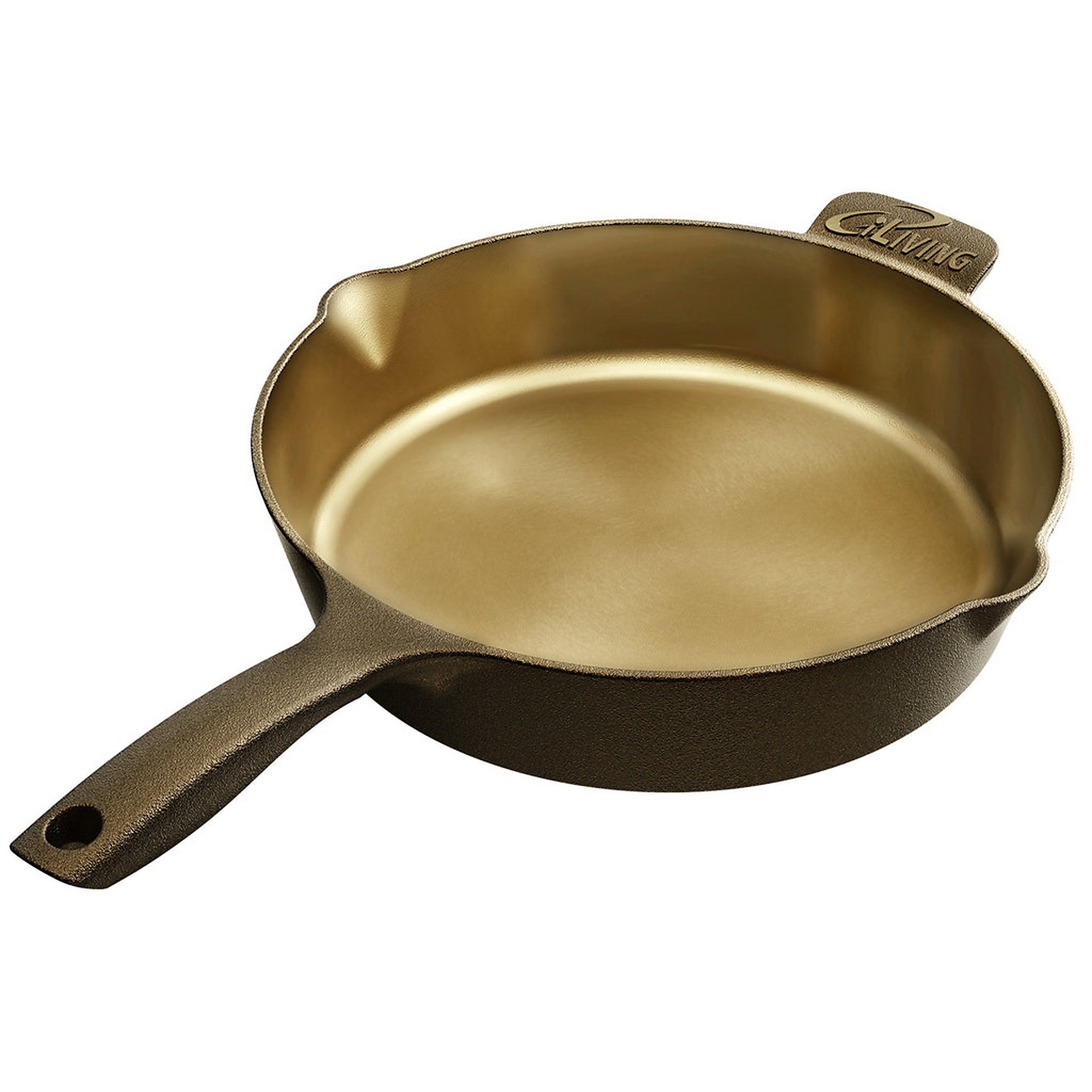 Dr. Infrared Heater iLiving Modern Heirloom Cast Iron Skillet Pan — 12in. Diameter, 2.7in. Wall Height, 3.7 Liter Capacity, Mirror Polished, Seasoned, Model# ILG8FE12DS